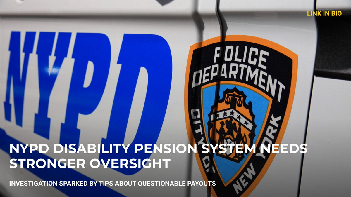 PoliceOne's tweet photo. Investigation finds NYPD disability system needs guardrails to prevent unjustified payouts | Link in bio #police https://t.co/uzsCkcbqVw