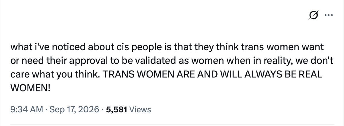 jk_rowling's tweet photo. And yet no real woman has ever posted I AM A REAL WOMAN on X. https://t.co/R7MRLX7tDp