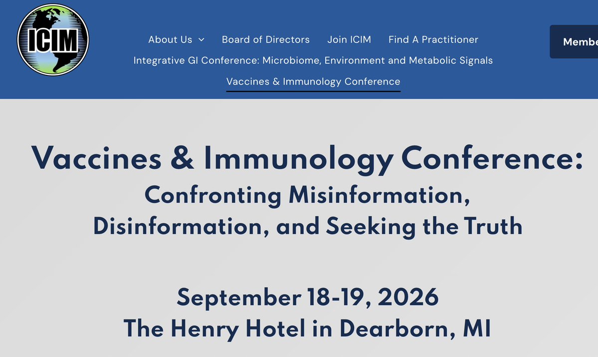 RWMaloneMD's tweet photo. Tomorrow I will be speaking at the ICIM (International College of Integrative Medicine) conference in Dearborn, MI - along with AAron Siri, Jefferey Jaxen, Del Bigtree, and many others on Vaccines & Immunology.  People who are really in the fight to bring truth to power. It is going to be one heck of an event.