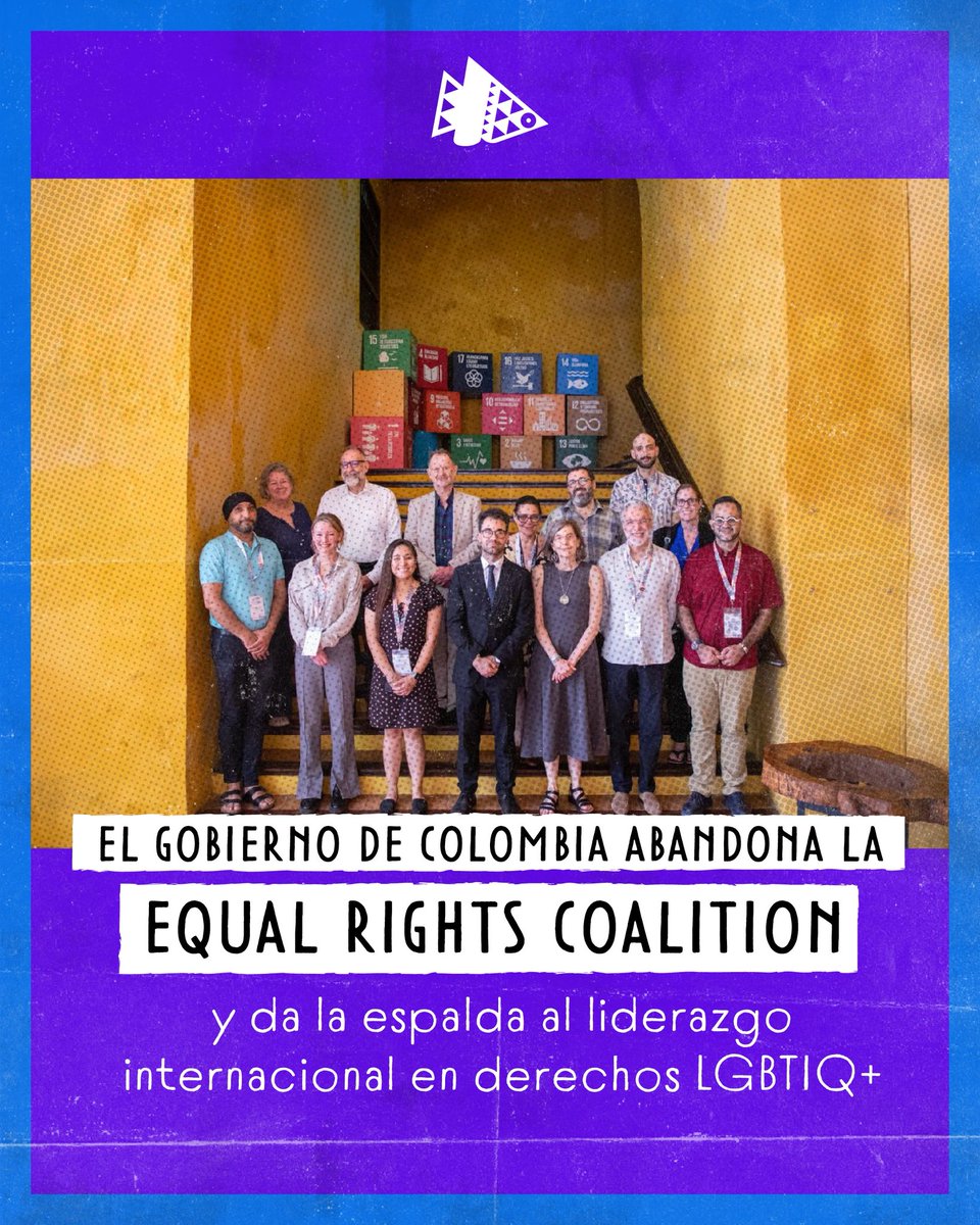 Caribeafirmativ's tweet photo. ⚠️ Con preocupación recibimos la noticia de que el Gobierno de Colombia decidió retirase de la @EqualRightsC, justo cuando ejercía su copresidencia. Es una decisión directa que pone límites y obstáculos a la defensa de los derechos LGBTIQ+ y sus compromisos internacionales. 🧵 https://t.co/ln6sVNRHbg