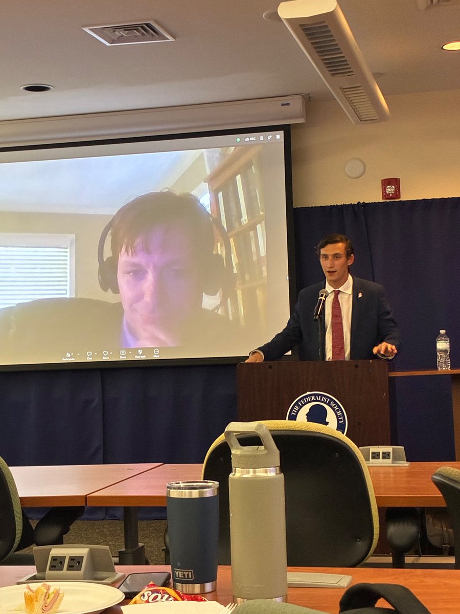 AMSLFedSoc's tweet photo. Thanks for joining us for a fruitful discussion about the U.S. Constitution &amp; judicial supremacy with @nmosvick! https://t.co/vnu0Pimk2s