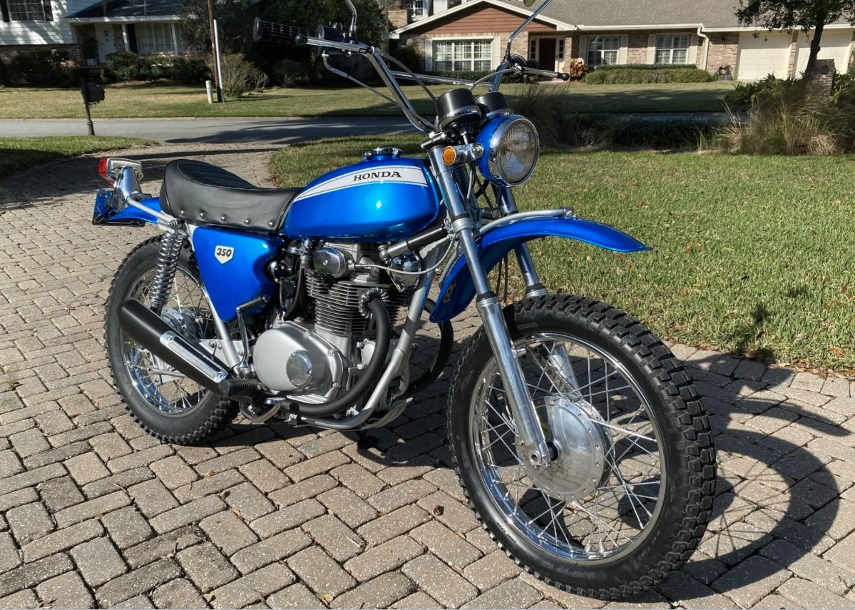 Moto_History's tweet photo. The first year Honda SL350 had an electric starter and was heavy.  Although not a good off road bike, they were fun to ride.  #hondamotorcycles  #dualsportmotorcycles  #offroadmotorcycles  #sl350k0  #motorcycleengineering  #practicalmotorcycles https://t.co/EiuydRVMQr