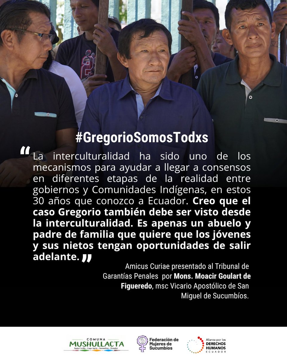 ComunaMushu's tweet photo. 📝Amicus Curiae presentado al Tribunal de Garantías Penales por Mons. Moacir Goulart de Figueredo, msc Vicario Apostólico de San 
Miguel de Sucumbíos.
#GregorioSomosTodxs
@SucumbiosCJ https://t.co/WiMotp4Qvl
