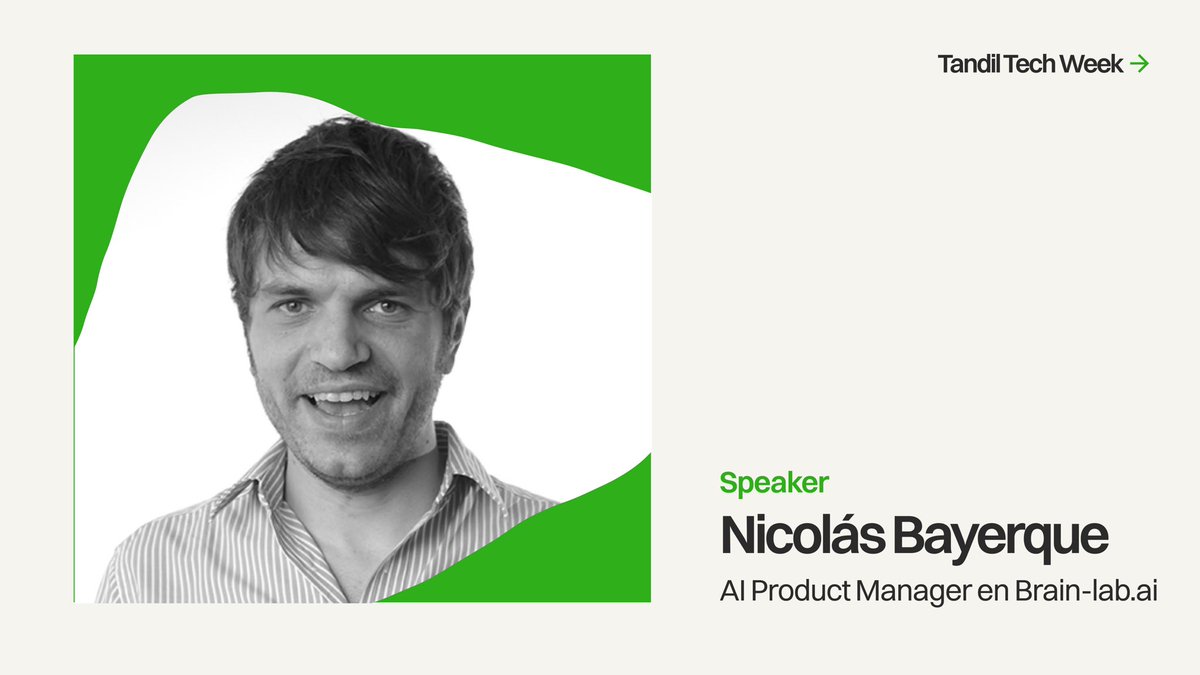 Tandiltechweek's tweet photo. Nico Bayerque se suma al lineup. Tandilense, cofundó Gone, una app de venta de usados que pasó por Techstars. Fue COO de Settle Networky, desde ahí impulsó Ping y hoy es AI Product Manager en Brain Lab, mirando de cerca hacia dónde va la tecnología. Te esperamos para escucharlo. https://t.co/QSuajbxs7X
