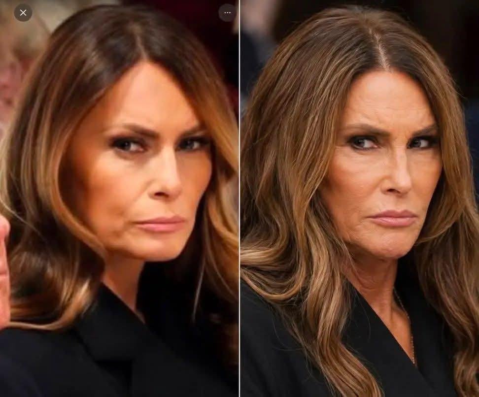 sarrah_bellus's tweet photo. I am so sick of hearing how beautiful Melanie is. I always said she looks like Bruce Jenner and here they are side by side https://t.co/PS7IQSdbT6