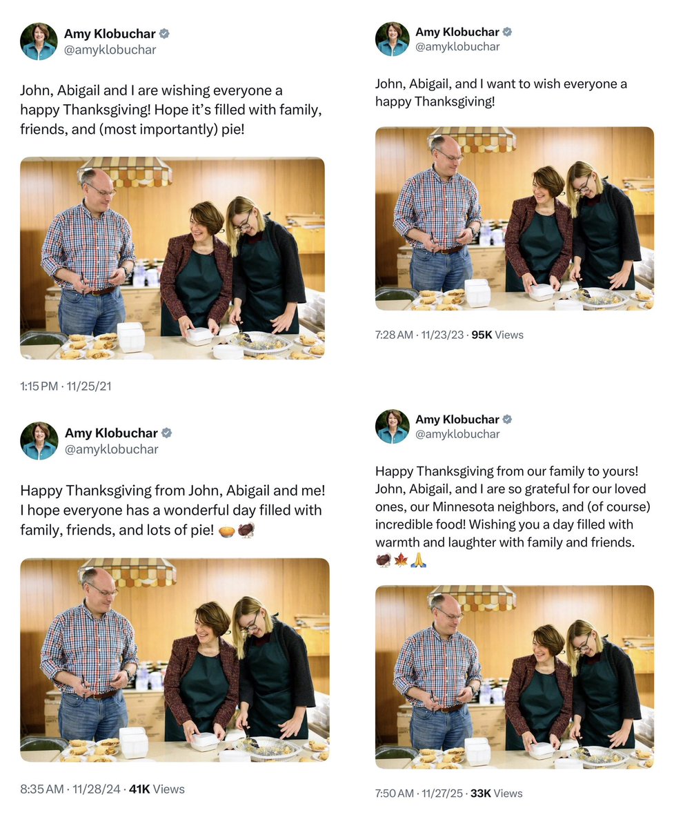 RestoreSanityMN's tweet photo. The same post every year... @AmyKlobuchar is as phony as her ads claiming she’ll be tough on fraud. https://t.co/sV6vJQKFyC
