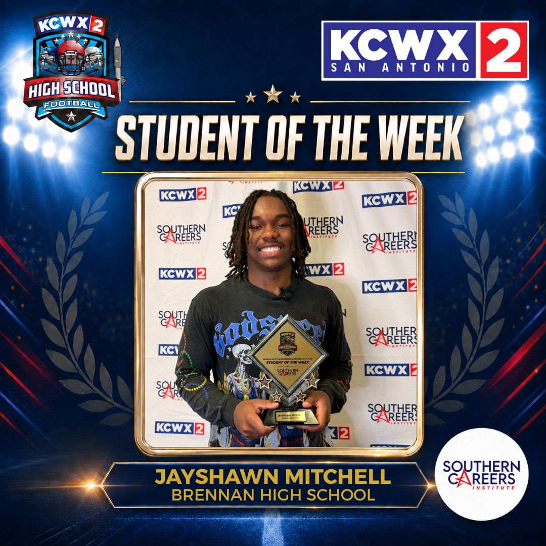 kcwxtv's tweet photo. Celebrating the Student and Teacher of the Week from Brennan High School!📚✏️
#brennanhighschool #brennanbears #sanantonio #teacheroftheweek #studentoftheweek @JAYMITCH_1 @NISDBrennan @BFNDFball @CoachRitcheyFB https://t.co/LqOZD9oKEW