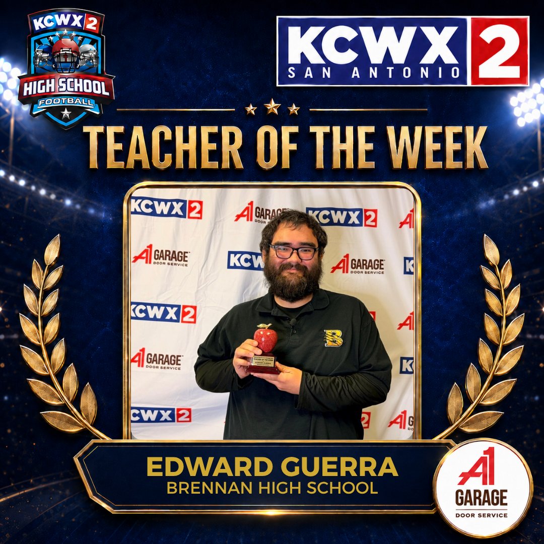kcwxtv's tweet photo. Celebrating the Student and Teacher of the Week from Brennan High School!📚✏️
#brennanhighschool #brennanbears #sanantonio #teacheroftheweek #studentoftheweek @JAYMITCH_1 @NISDBrennan @BFNDFball @CoachRitcheyFB https://t.co/LqOZD9oKEW