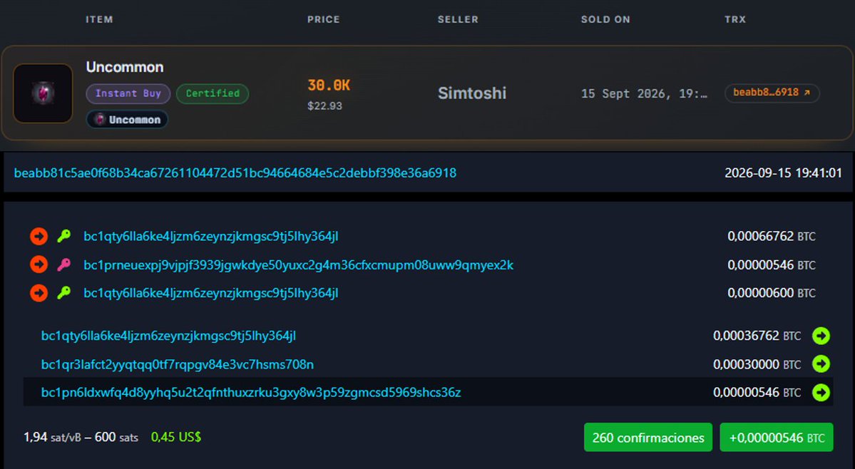 NcryptUnc's tweet photo. Just completed a purchase on WECSats: zero DEX fees and a clean, lightweight, highly optimized UTXO flow. A true P2P experience, exactly as Satoshi described it in the Bitcoin whitepaper. 💎🔥⚡ #RareSats 

https://t.co/16sDXMKUKm https://t.co/QyuONYqP4L