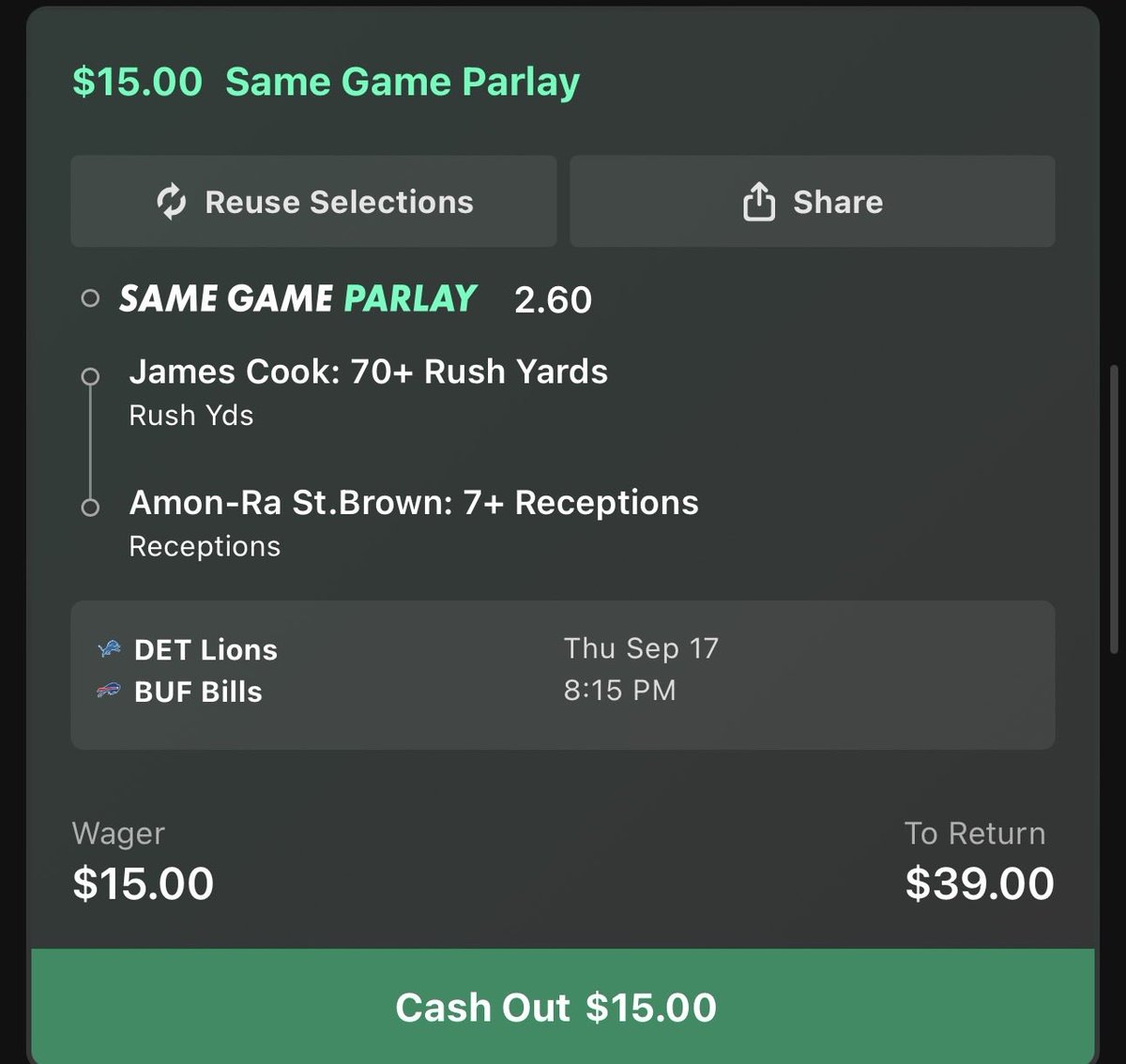 MooseProps_'s tweet photo. Bills vs lions bet365 sgp!! Let’s hope for a good game 💰 🍀 #nfl https://t.co/OMcgDQQei2