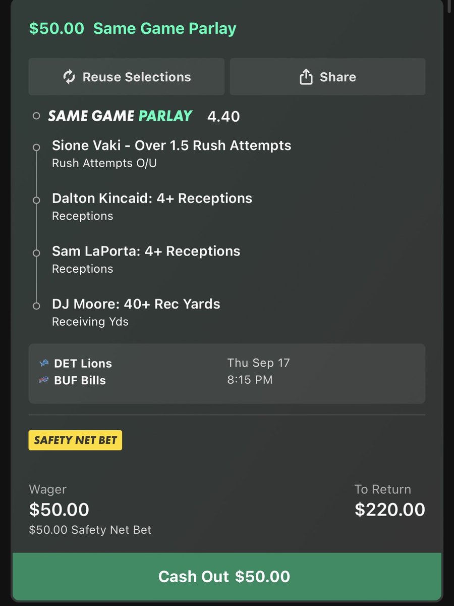 MooseProps_'s tweet photo. Bills vs lions bet365 sgp!! Let’s hope for a good game 💰 🍀 #nfl https://t.co/OMcgDQQei2