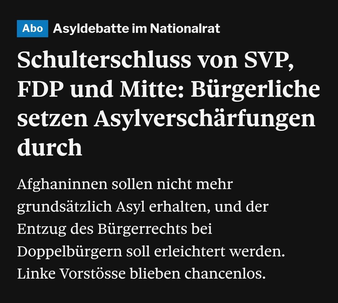 RaphiZimmerli's tweet photo. NEIN zu diesen völlig unnötigen Verschärfungen im Asylrecht! Diese Politik führt ins Nichts. Afghanistan ist ein handfester Unrechtsstaat, der von der Taliban regiert wird. Daher gilt für die geflüchteten Afghaninnen der Status der politisch Verfolgten als humanitäre Asylgründe. https://t.co/fOd8JIfGwQ