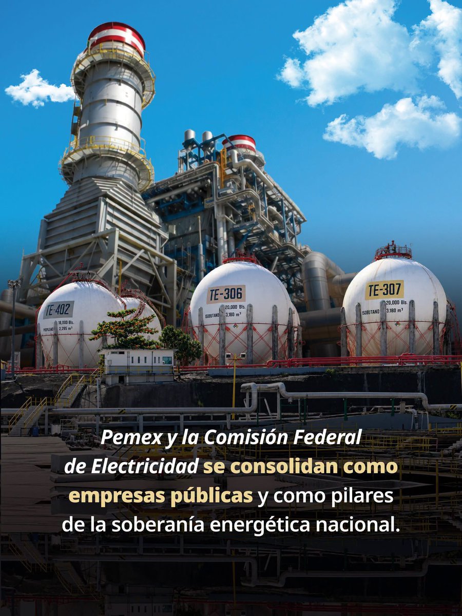 SENER_mx's tweet photo. ⚡ México fortalece su #SoberaníaEnergética con más capacidad de generación, mayor presencia de energías renovables y empresas públicas que son pilares del Sistema Eléctrico Nacional.
@Pemex @CFEmx https://t.co/pHl9n2rUeE