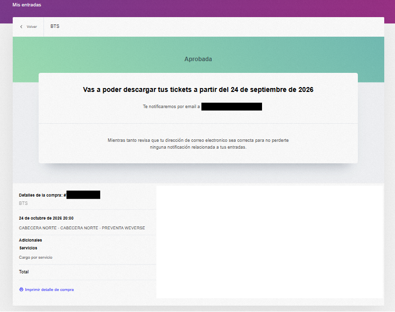 Luchycz's tweet photo. Vendo entrada para BTS Cabecera Norte para el 24 de octubre y busco comprar entrada para el 23 (No Campo) 
#BTS_WORLDTOUR_ARİRANG #BTSARGENTINA #ENTRADAS #ARGENTINA https://t.co/5CVUF7vmLy