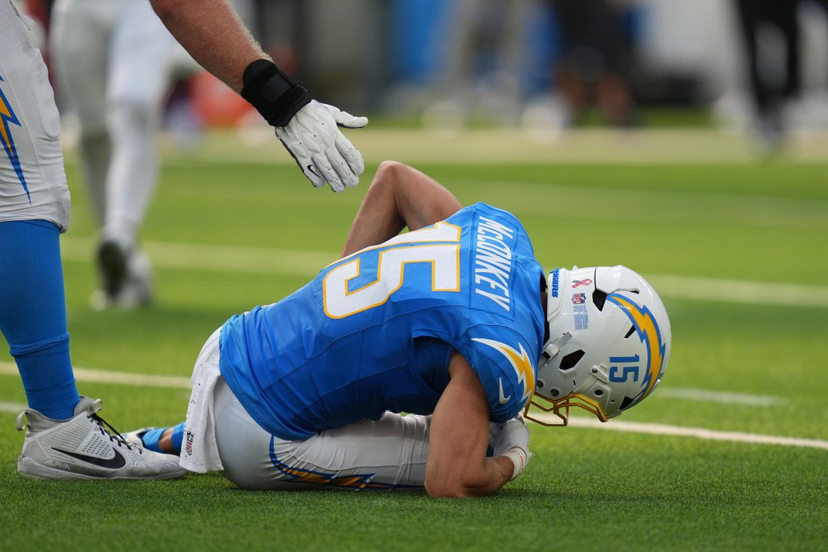 AdamSchefter's tweet photo. For the second straight day, Chargers WR Ladd McConkey did not practice due to his rib injury, making it unlikely he will be available for Sunday’s game vs. the Raiders. https://t.co/m4iw9QeHc5