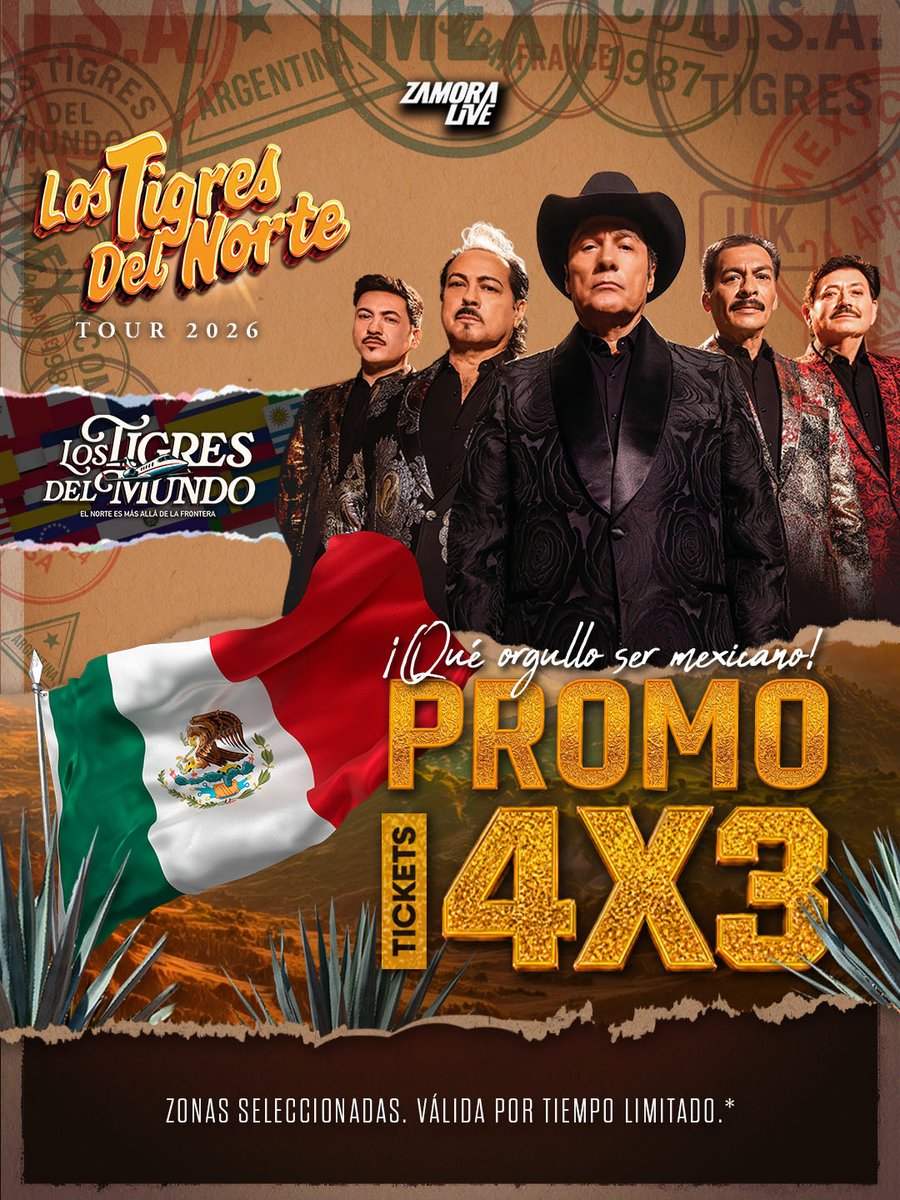 DDArenaAZ's tweet photo. ¡CELEBREMOS MÉXICO CON LOS TIGRES DEL NORTE!
🎟️ COMPRA 3 BOLETOS Y OBTÉN 1 GRATIS
📅 Válido hasta mañana
🎫 En áreas seleccionadas
🚫 No se necesita código
¡Reúne a tu familia y amigos y vamos a cantar con Los Tigres del Norte!
Compra tus boletos hoy! https://t.co/nGwbB2KoUb.. https://t.co/uch5P4f1hg