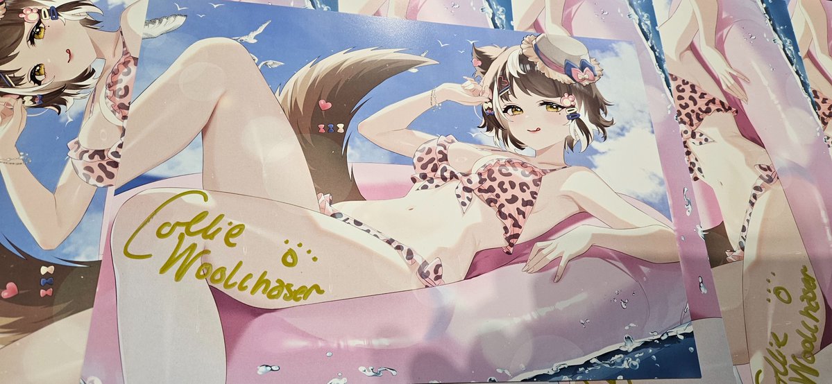VeXpo_Collie's tweet photo. WOWIE is that special signed Collie Woolchaser prints??? That you can ONLY get at the official @Vtuber_Expo  store this year?? 😍

Don't forget to buy one! ♡ More on the socials soon!! https://t.co/Cjhsq2dVjY