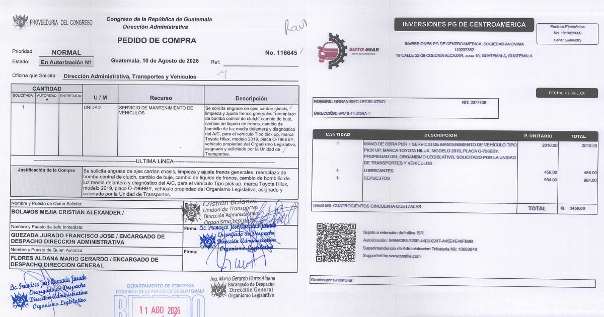 Sonny_Figueroa's tweet photo. El lunes 14 de septiembre trabajadores del @CongresoGuate utilizaron para asuntos personales el carro O-796BBY que es propiedad de esa institución. Lo usaron para transportar sus bicicletas y hacer ciclismo de ruta. Vaya vaya.

Esta fotografía la tomaron personas en el centro comercial Paseo Villa Canales a las 2:28 PM de ese día y posteriormente me las hicieron llegar.

Ese carro está asignado (según documentos oficiales) a la Unidad de Transportes del Congreso de la República que está a cargo de Cristian Alexander Bolaños Mejía, quien debe rendir cuentas.

Así se usa discrecionalmente los recursos del Estado. Ninguna institución tiene control de sus vehículos y acá está un ejemplo de ese descontrol.

De hecho, ese Hilux O-796BBY acaba de recibir un mantenimiento por Q3,450 que fue pagado con fondos públicos (adjunto los documentos) ¿para que luego lo usen trabajadores para temas personales?

Esto es delito y el @MPguatemala debe investigarlo al igual que el propio congreso para dar con el nombre o nombres de las personas del @CongresoGuate que usaron este carro para asuntos personales.

Y si en dado caso el Hilux lo usa o usó un diputado, se debe explicar quién es y por qué tiene un carro asignado para asuntos personales porque ese día en el congreso no se trabajó porque se dieron el día libre.