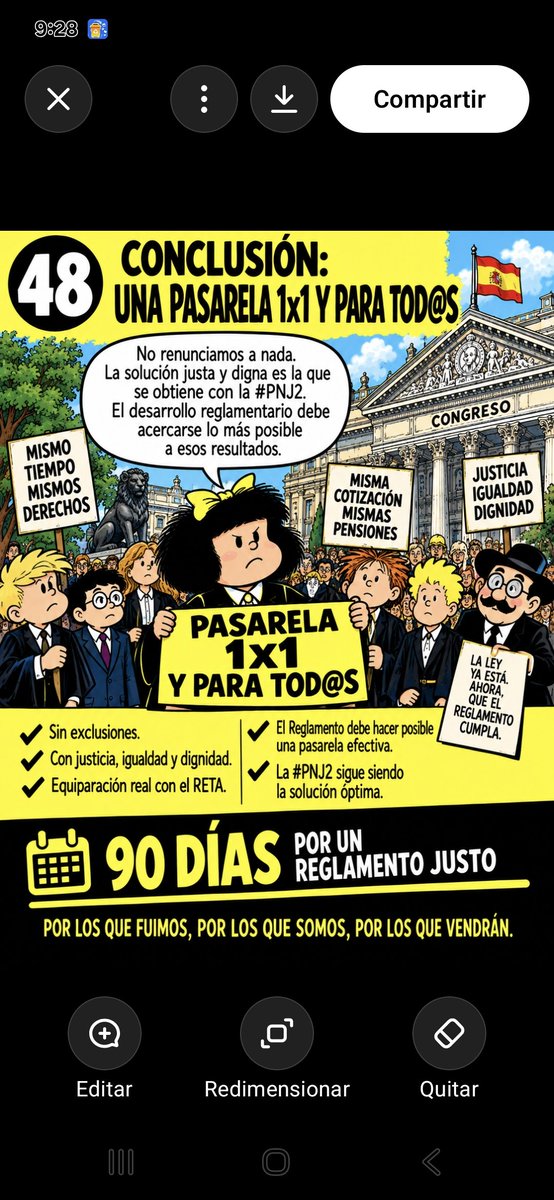 mariaantoniapo3's tweet photo. 🚀 Campaña 90 días x un  Rgto justo

Dia 48

El Reglamento de la Ley 2/2026 debe respetar la finalidad de ésta:

Ni excluir a aquéll@s para cuya protección fue prevista la Ley, ni dejar a gente tirada x el camino.

No queremos ingeniería reglamentaria, sino  JUSTICIA. https://t.co/i2zsGi0Det