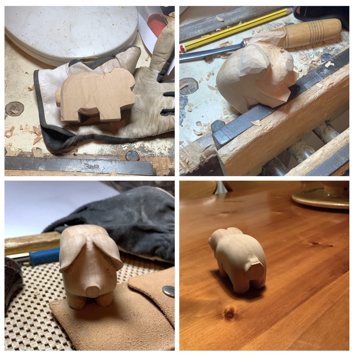 techeneek's tweet photo. Clever little piglet carved in Beech showing off 🙄 https://t.co/zeVv4IlhLB