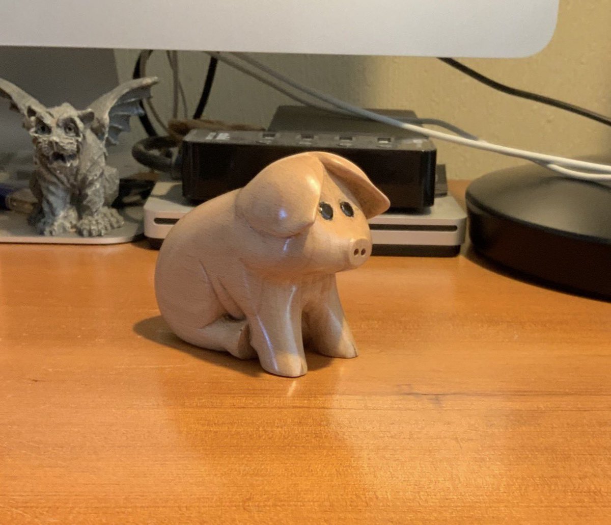 techeneek's tweet photo. Clever little piglet carved in Beech showing off 🙄 https://t.co/zeVv4IlhLB