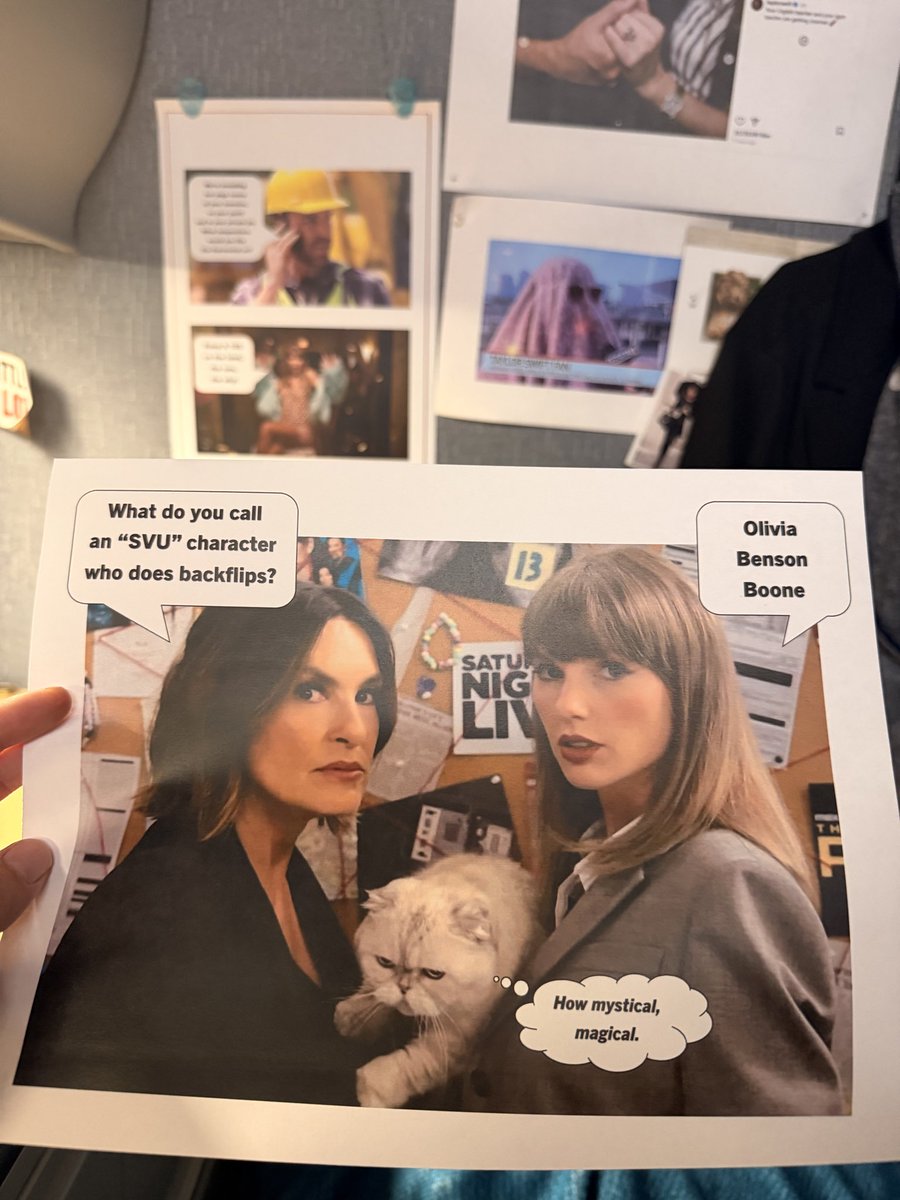 Claster143TS's tweet photo. my coworker (not a swiftie, which makes this all the more impressive) likes to make taylor swift-themed jokes and print them out and put them on my desk when I’m at lunch.
here’s his latest work.
honestly? 13/10. hilarious. https://t.co/EI0Tj9T0sT