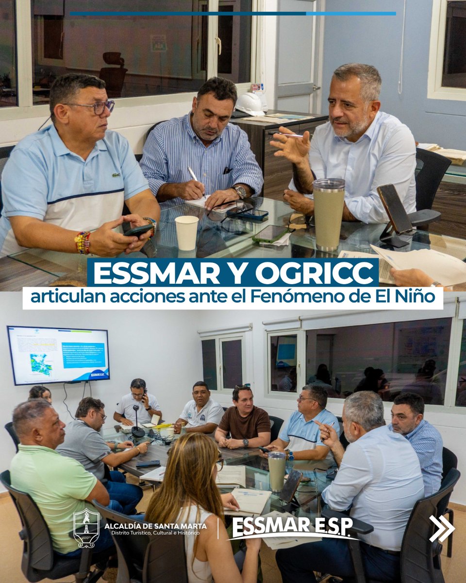 essmar_esp's tweet photo. ✅ Desde ESSMAR, en articulación con la @OgriccOficial, adelantamos una reunión de trabajo para preparar nuestra participación ante la @UNGRD y apoyar las necesidades que pueda enfrentar Santa Marta ante este fenómeno.

Entre los requerimientos planteados se encuentran medios alternos de abastecimiento, equipos de succión-presión y otros elementos que permitan fortalecer la atención de puntos críticos relacionados con la disposición inadecuada de residuos. #ActivaEssmar #EssmarParaLaGente