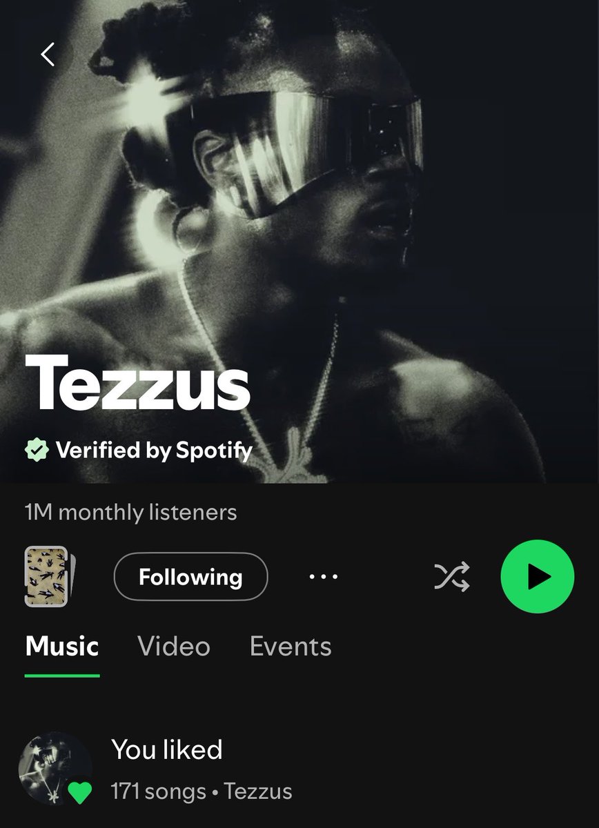 FittsBryce's tweet photo. TEZZUS HAS OFFICIALLY REACHED 1 MILLION MONTHLY LISTENERS ON SPOTIFY ❤️‍🔥 https://t.co/YWMd0FFeEF