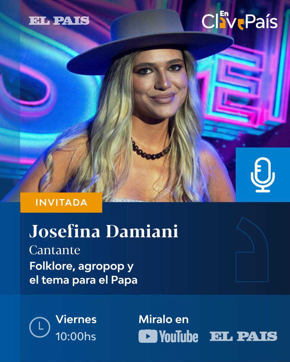 elpaisuy's tweet photo. Este viernes nos visitará en la mesa de #EnClavePaís la cantante de folklore y pop Josefina Damiani.

📍 Desde las 10h en vivo en Youtube y https://t.co/G1pbAw1AhP https://t.co/j0OnGaW1F7