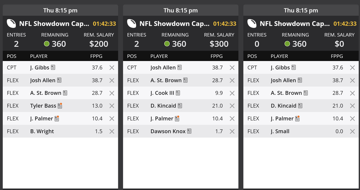 ngupdatess's tweet photo. NG made three Draftkings football fantasy lineups for the Bills vs Lions game tonight!🏈https://t.co/qpjCtThzTx https://t.co/NtMeIgzeLc