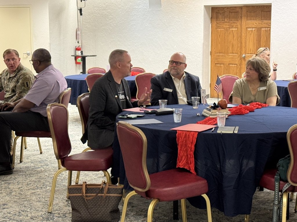 LawtonPS's tweet photo. Today LPS principals and administration attended the P.I.E. (Partners In Education) meeting on Fort Sill. This is a program that pairs military units with LPS schools to enhance education and community relations. https://t.co/1FbfqKutLC