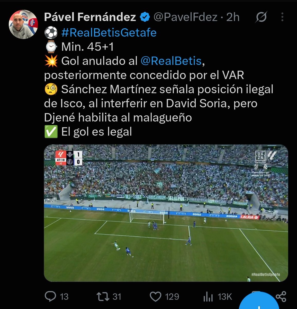 jmperezfdez's tweet photo. @angelgrciiia @RBB_betis_1907 Sigues pensando que el Getafe ha sido perjudicado? https://t.co/OoieenBAlQ