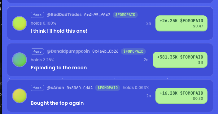 fomopaid's tweet photo. there is no top on $FOMOPAID 

lets run it back https://t.co/PAuU50YwNJ