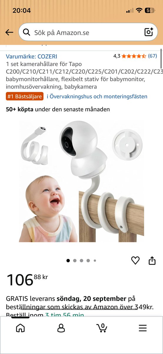 TheKande's tweet photo. @LHMalmo 3 barn senare så är detta det som gör skillnad:

Tapo kamera, sladdad kamera med rörelse och ljudnotis, klår alla monitors som säljs. Gratis app.
Köp tillhörande fäste till spjälsängen.

Babysitter är 10000% bästa avlastningen för er, snordyra, köp en begagnad finns över allt. https://t.co/KcMgsD15pV