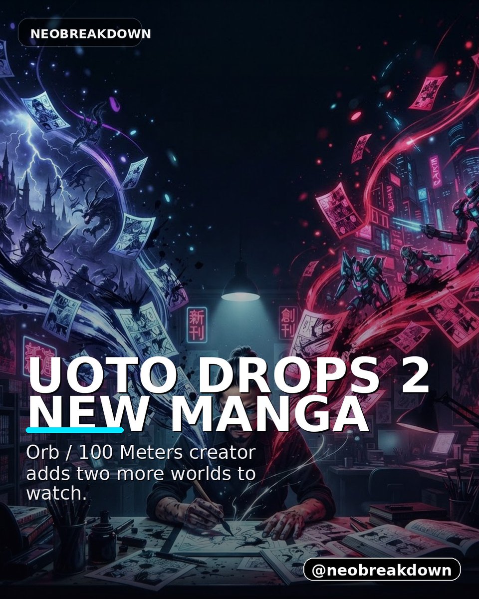 ClintMevis's tweet photo. Uoto releasing two new manga after Orb and 100 Meters? Instant watchlist material. Are you reading on day one or waiting for the initial buzz? https://t.co/agCfJu45TJ