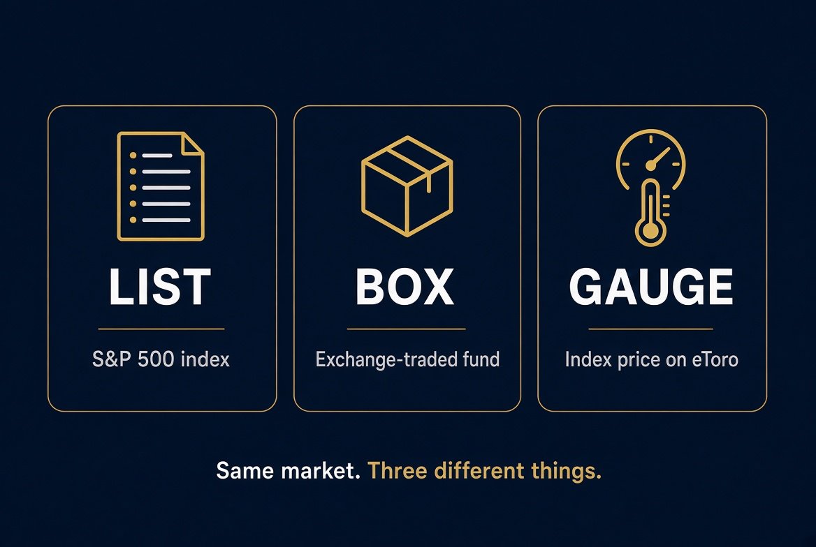 Sashok281_'s tweet photo. 📌 Index = the list.  
ETF = the box you can own.  
Index ticker on eToro ≠ owning the fund.

Quiet US ETF core. Profile:

https://t.co/Sqth013APX

Not advice. Capital is at risk.

#ETF https://t.co/H2DBuFxI15