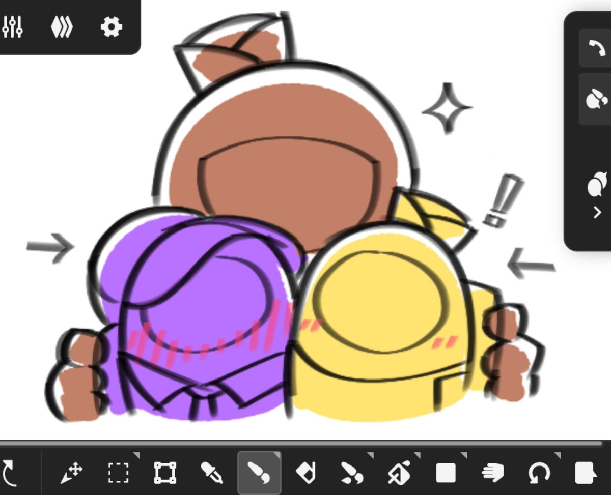 peachyantlers's tweet photo. quick safefood doodle before bed #amongus #amongusshow technically this also counts as sapinsapin since brown is there with purple and yellow https://t.co/y0huIUEtyy