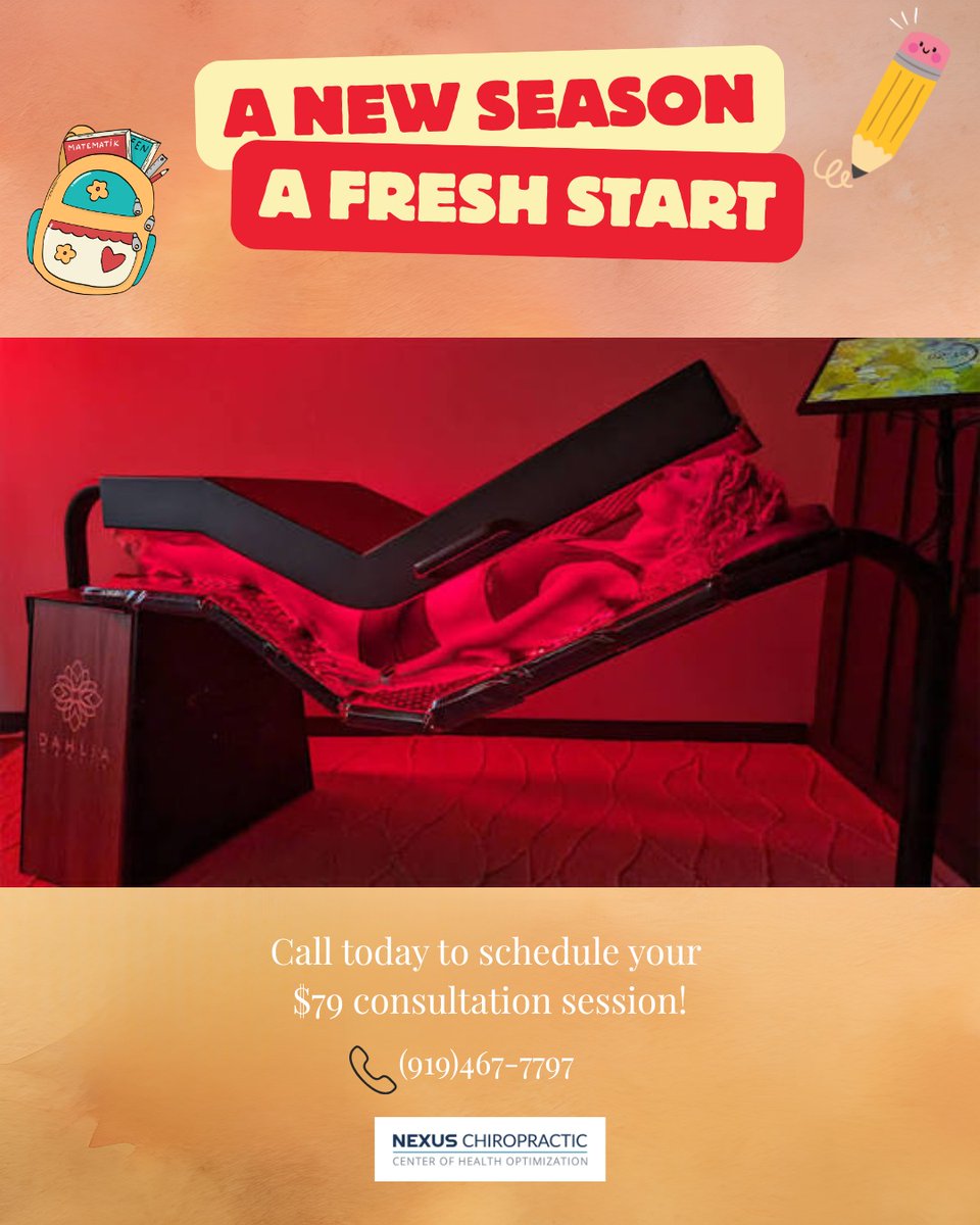 NeilStanfomx35's tweet photo. With the kids back at school and routines settling in, now is the perfect time to focus on your health. Red Light Therapy may support recovery, reduce inflammation, and complement a healthy lifestyle. Call or text 919-467-7797 to schedule a https://t.co/QKBmAFygsq