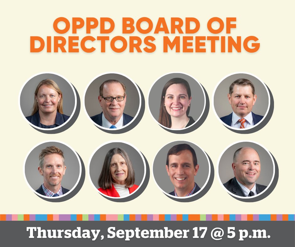 OPPDCares's tweet photo. OPPD's Board of Directors meeting is today at 5 p.m. at the Omaha-Douglas Civic Center. The public is welcome to attend in person, virtually or by phone call. 

For more information, visit https://t.co/PZP9Ha5985 #PublicPower https://t.co/xoUkQWfzvx
