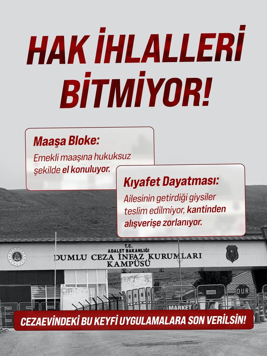 bysudeakin's tweet photo. Erzurum gibi bir yerde "etiketi yok" diye kıyafet almamak güvenlik tedbiri değil keyfi bir zorbalıktır. Bu açık hukuksuzluğa, zorbalığa bir son verilmeli!

#YargıEliyleZulüm
Cezaevleri BacasızSanayi
AlparslanHocaya KıyafetZulmü https://t.co/CpcN60MBkm