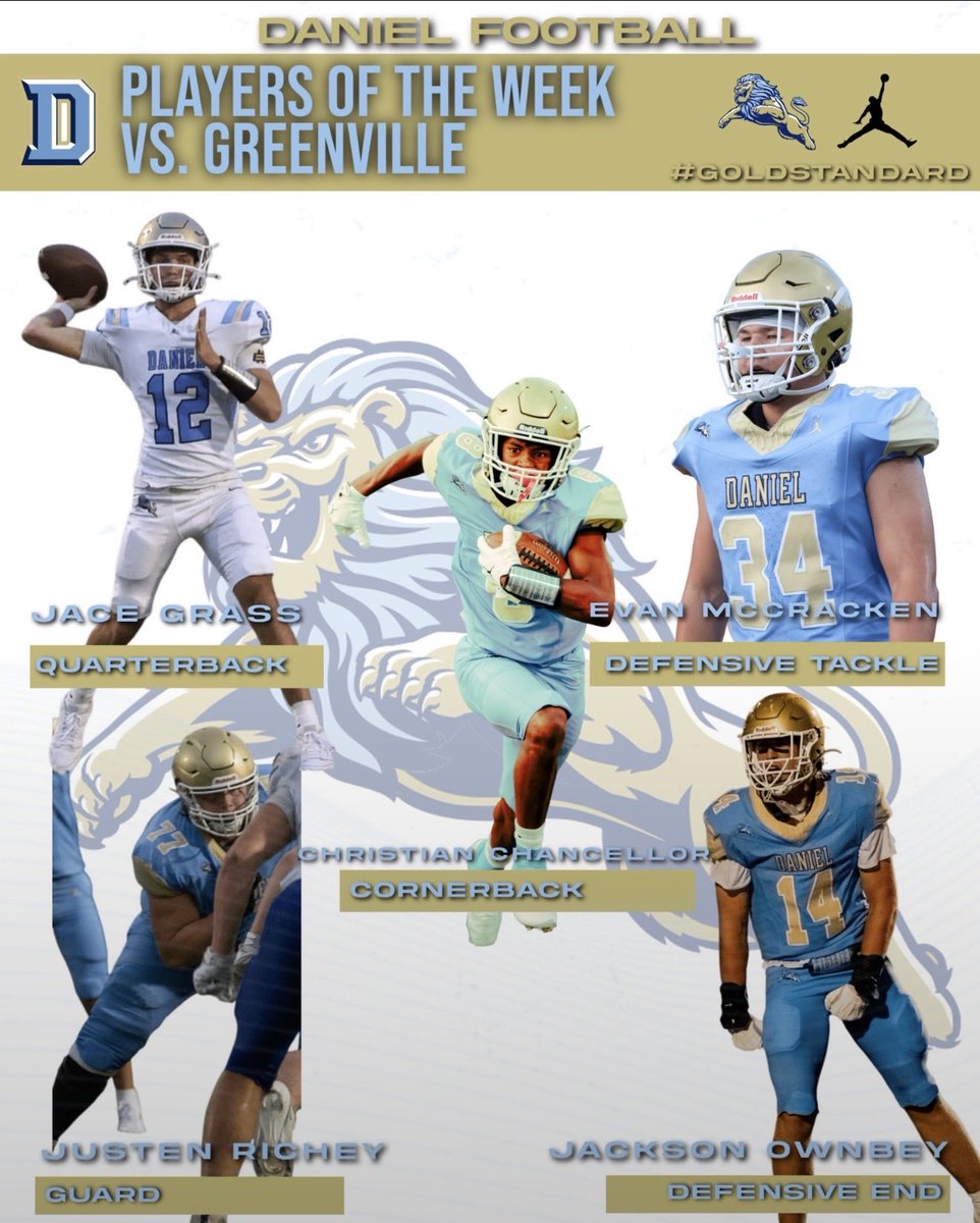 JacksonOwnbey54's tweet photo. Great solid game and team win last week against Greenville. Honored to be one of the Players of the Week! Lots of work to be done and to prove!
#StayHungry
#WinToday
@dwdanielFB 
@CoachChrisStone 
@On3 
@Rivals 
@CharlesPower 
@247recruiting 
@sixstarfootball 
@PRecruiting7 
@One11Recruiting 
@PrepRedzoneSC