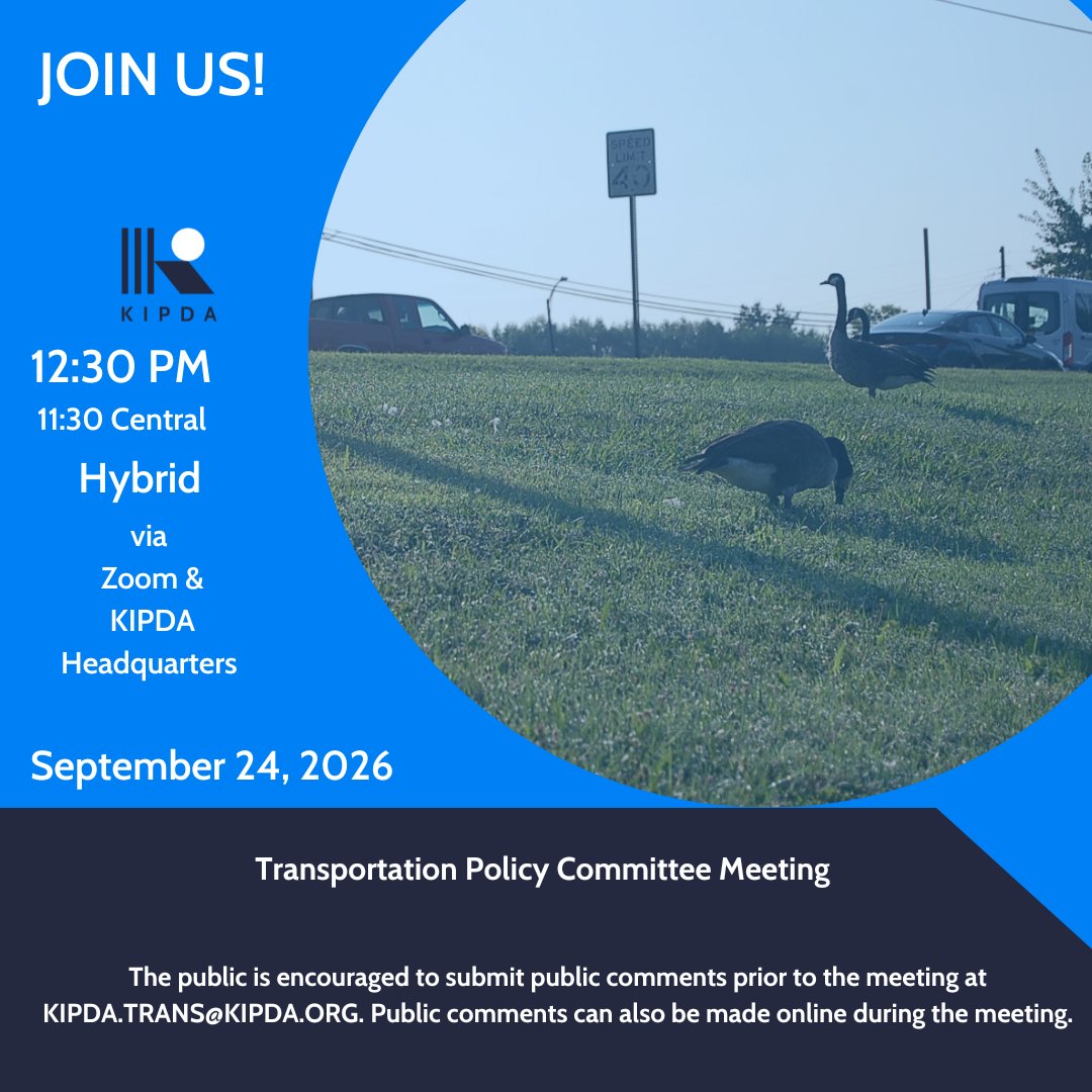 kipda's tweet photo. A full agenda is on tap for next week’s Transportation Policy Committee meeting! Ports of Indiana will join us as our guest speaker. We’ll also discuss planning document changes, a call for projects update, and the fall committee meeting schedule. Info: https://t.co/wMSb9tc7Wz https://t.co/8xXmpCwhEh