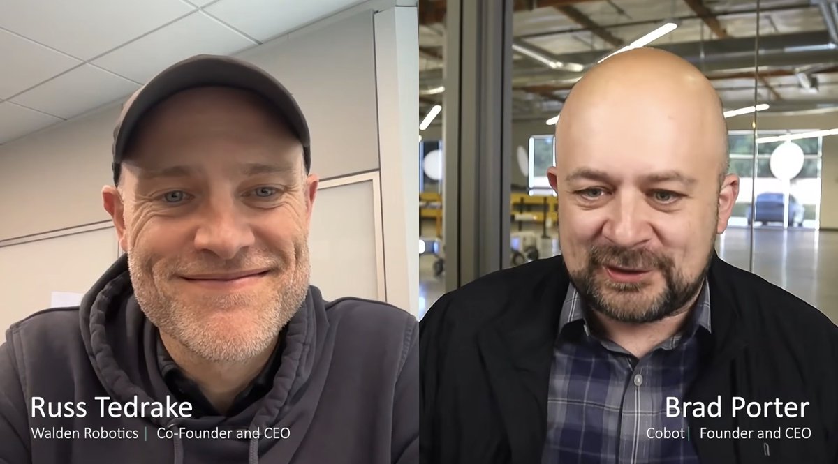 CalibrateVC's tweet photo. We love seeing two Calibrate portfolio founders compare notes and dig into what it really takes to move robotics from the lab to the factory floor.

On @CobotCorp's Deployed podcast, @WaldenRobotics' co-founder and CEO @RussTedrake joins Cobot founder and CEO @BradPorter_ to talk about the practical choices behind robots that can work today, what the physical AI boom could mean for manufacturing, and lessons learned from years spent building and deploying robotics in the real world.

Watch the full episode: https://t.co/a7Mapqlfup
