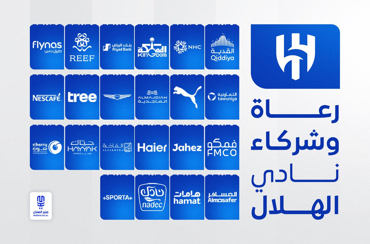 MnbrAlhilal's tweet photo. كل الشكر للمسؤولين عن إدارة الاستثمار في الهلال، جهود واضحة في استقطاب الرعاة وتعزيز القيمة التجارية للنادي..

23 راعيًا رقم يعكس عمل كبير يستحق الإشادة 👏🏻💙 https://t.co/MJzs9okt63