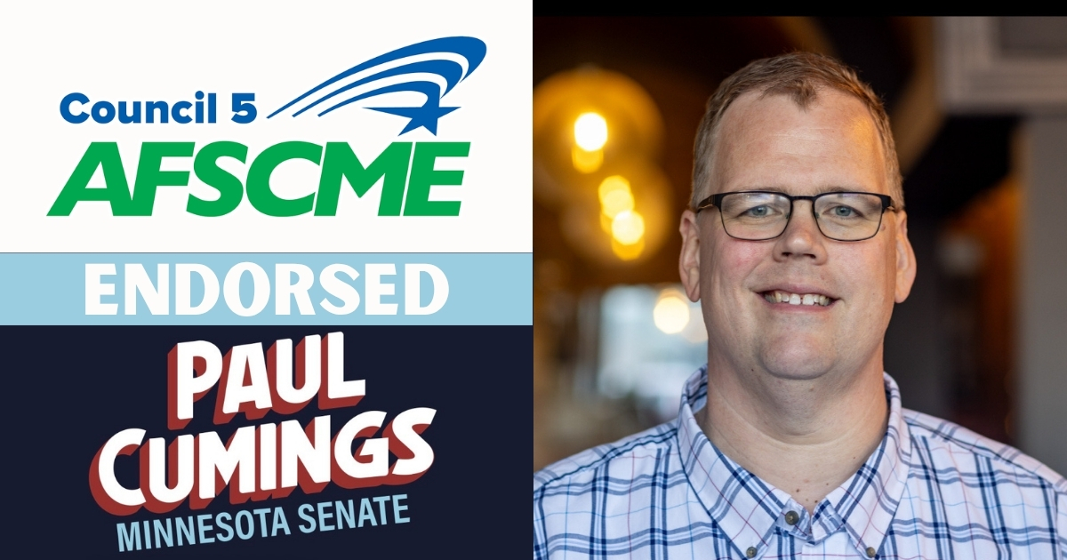 paulcumings's tweet photo. I am proud to share that I am endorsed by @AFSCMEMN5. They are a union of more than 43K working Minnesotans. They advocate for excellence in services for the public, dignity in the workplace, and opportunity and prosperity for all workers. We are Better Together! https://t.co/MbT3wrSOCR