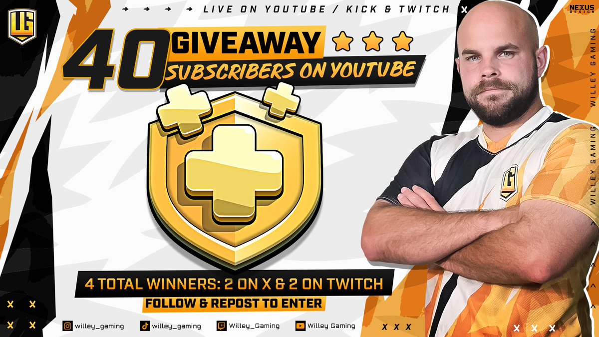 WilleyGaming's tweet photo. We are closing in on 40k Subscribers after recovering the main YT channel! To Celebrate I'm hosting a Gold pass giveaway. I'm giving out 4 gold passes (2 here and 2 on Twitch) Winners Chosen Sept. 26th

To enter here, follow @WilleyGaming
& Repost this post

 Optional: Check my channels  https://t.co/0DNbRf2i9g 
https://t.co/osFi9E1rNI 

Other gold pass giveaway here (Live now!) https://t.co/yPuHQ9c2Bg

 #ClashofClans #GiftedBySupercell