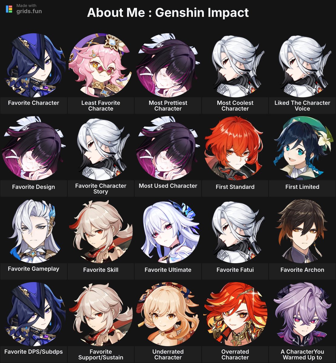 kyveraa_'s tweet photo. my genshin grid 💫 https://t.co/vYmEIZaQuD