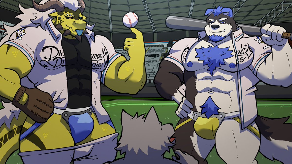 ItzzR3x's tweet photo. “Hey look! The fan that caught your, “meet me after” ball Is here Rufus~”
🧢⚾️
“Hehe, hey R3x, you think the water boy’s ready for some private time with his fav team captains~?”
💪🏼💦
Art by @ho_tdoug in collaboration w/my friend rufusdoggo🐶

Thanks for the amazing art Doug‼️‼️ https://t.co/A980PPgk4U