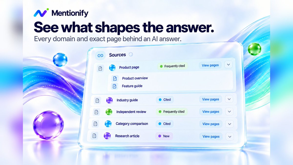 mentionifyai's tweet photo. A citation count can hide a narrow evidence base. 🔎

Mentionify shows the domains and exact pages AI cites—so you can spot whether answers draw from a broad mix or the same few sources.

Explore: https://t.co/77G4g8dD2s
#AIVisibility #AEO #GEO #LLMSEO #SEO https://t.co/trUKLZeYNn