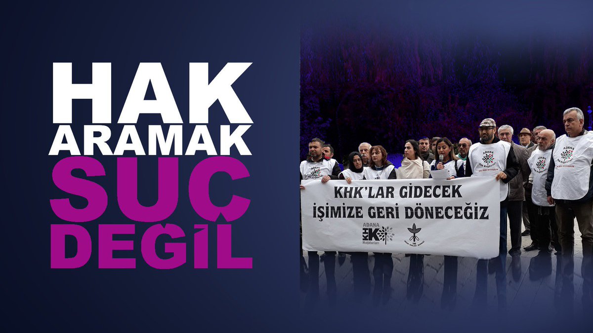 PlatformKHK's tweet photo. Bir hukuk devletinde olağanüstü dönemlerin geçici tedbirleri, insanların anayasal haklarını belirsiz bir geleceğe mahkum eden kalıcı sonuçlara dönüşmemelidir.

KHK’larla başlayan süreçte çalışma hakkı, mülkiyet hakkı, özel hayata saygı, adil yargılanma, etkili başvuru ve diğer anayasal güvenceler bakımından ortaya çıkan sorunların üzerinden artık 10 yıl geçmiştir.

10 yıl bir insanın hayatında çok uzun, hukuk devleti açısından ise çözüm için fazlasıyla uzun bir süredir.

Bugün talep edilen ayrıcalık değil, Anayasa’nın güvence altına aldığı hakların herkes için etkili biçimde korunmasıdır.

KHK meselesi daha fazla ertelenmemeli, hukuk devleti ilkesi, anayasal güvenceler ve yargı kararlarının gereği doğrultusunda kalıcı bir çözüme kavuşturulmalıdır.

10 yıldır bekleyen bir çağrı var.
Adalet. Hukuk. Anayasal güvence.

#KHKlılardanAdaletçağrısı